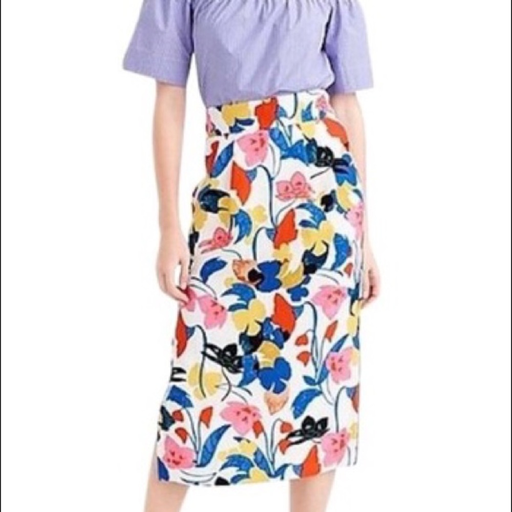 J Crew Pintucked midi skirt in morning floral